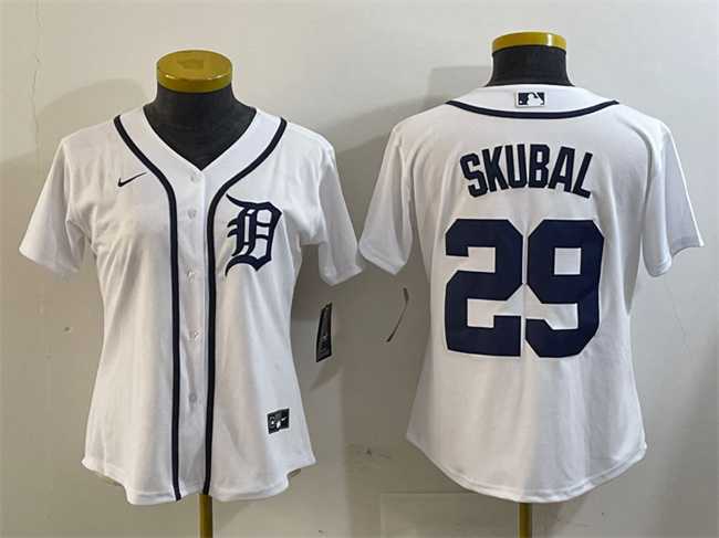 Womens Detroit Tigers #29 Tarik Skubal White Cool Base Stitched Jersey
